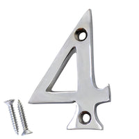 Number BR235 Modern, Small, Serif House Number, Polished Chrome