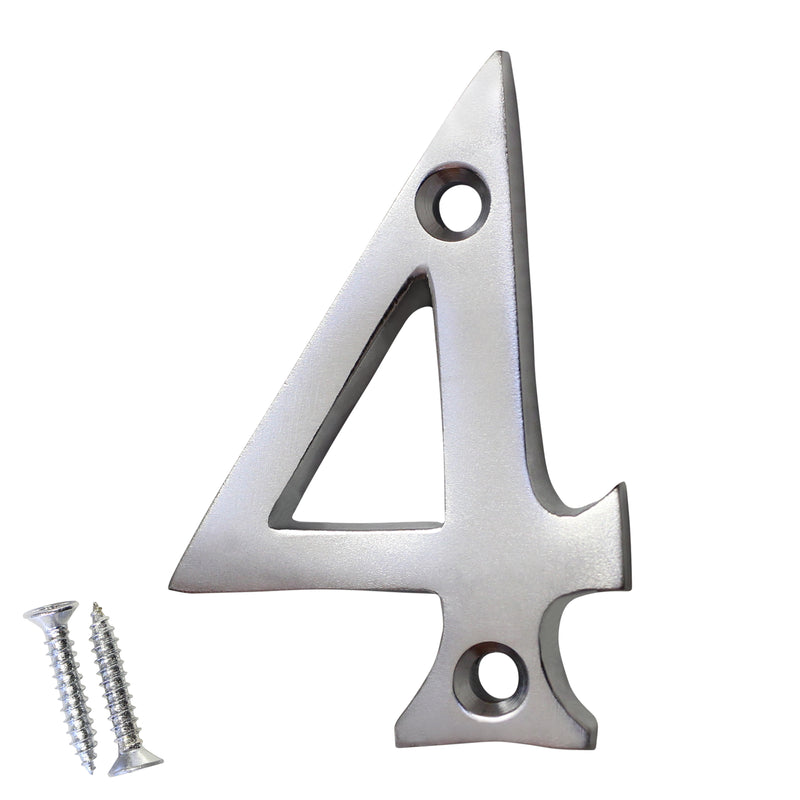 Number BR235 Modern, Serif House Number, Satin Chrome