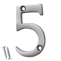Number BR235 Modern, Serif House Number, Satin Chrome