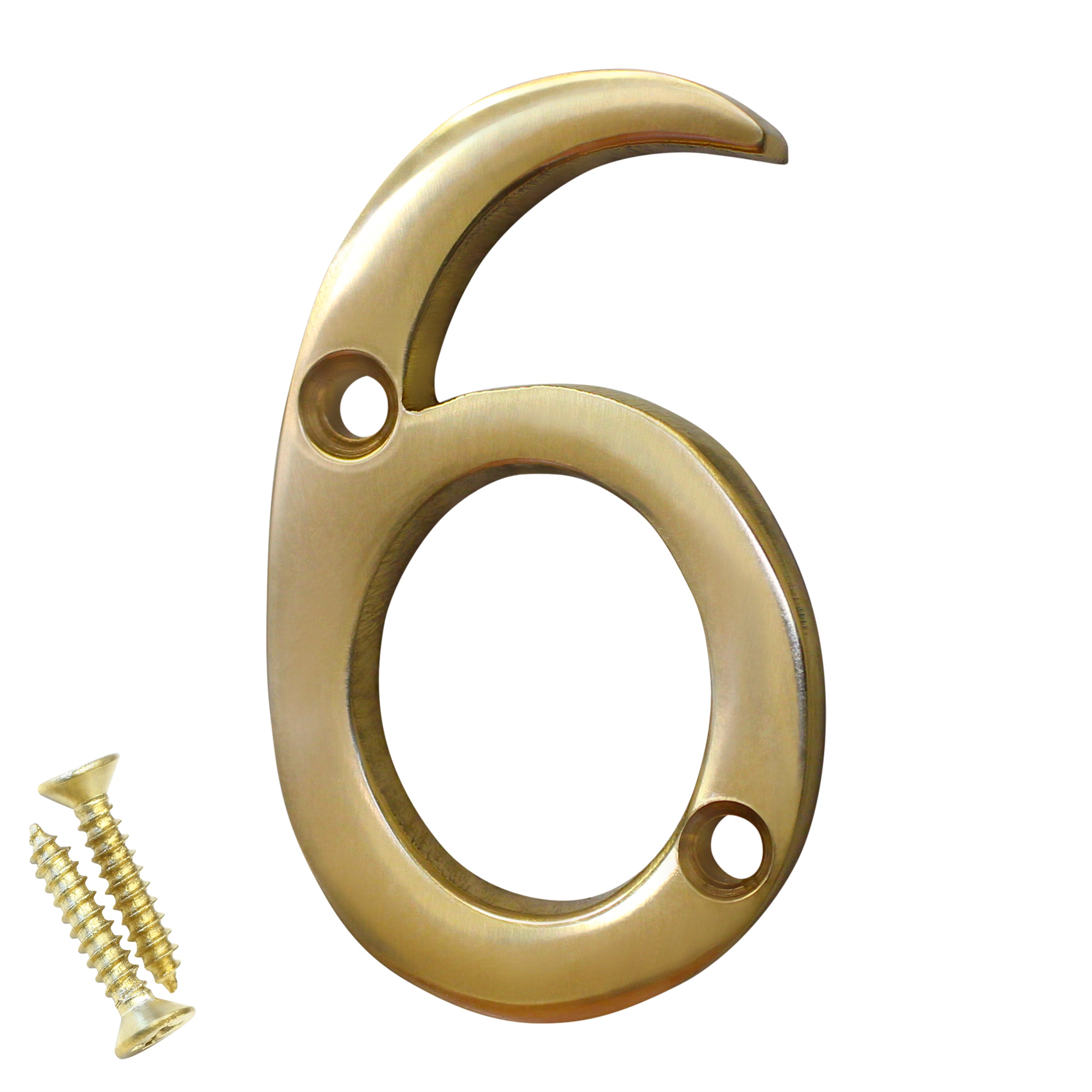 Number BR235] Modern Small Serif House Number - Polished Brass