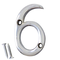 Number BR235 Modern, Small, Serif House Number, Polished Chrome