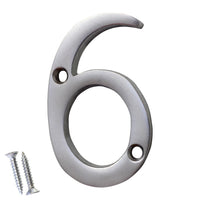 Number BR235 Modern, Serif House Number, Satin Chrome