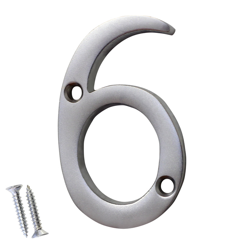 Number BR235 Modern, Serif House Number, Satin Chrome