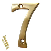Number BR235 Modern, Serif House Number, Polished Brass