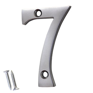 Number BR235 Modern, Serif House Number, Satin Chrome