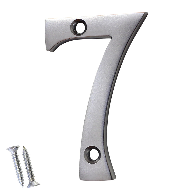 Number BR235 Modern, Serif House Number, Satin Chrome