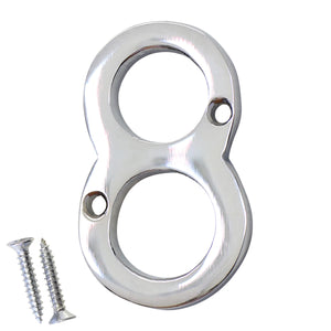 Number BR235 Modern, Small, Serif House Number, Polished Chrome