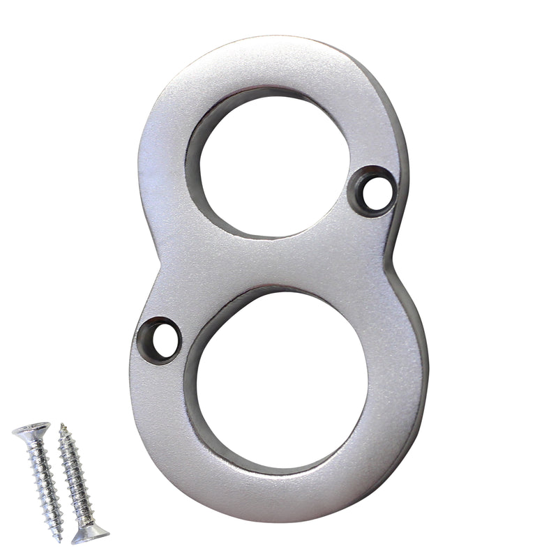 Number BR235 Modern, Serif House Number, Satin Chrome
