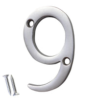 Number BR235 Modern, Serif House Number, Satin Chrome