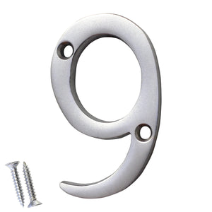 Number BR235 Modern, Serif House Number, Satin Chrome