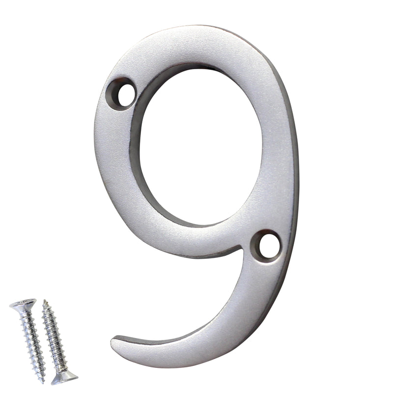 Number BR235 Modern, Serif House Number, Satin Chrome