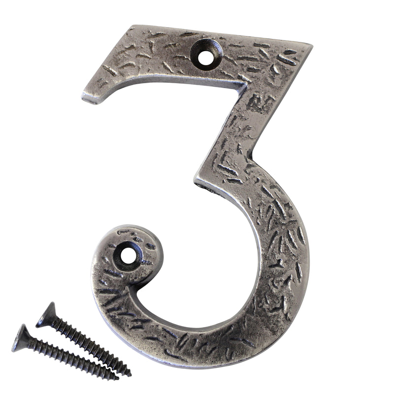 Number IR832 Rustic, Country, Serif House Number, Antique Nickel