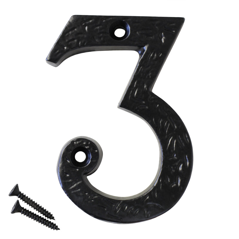 Number IR832 Rustic, Country, Serif House Number, Black