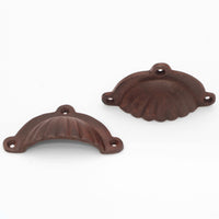 [Pull IR8357] Solid Cast Iron Vintage Sea-Shell Cup Pull (3 3/8 Inch)