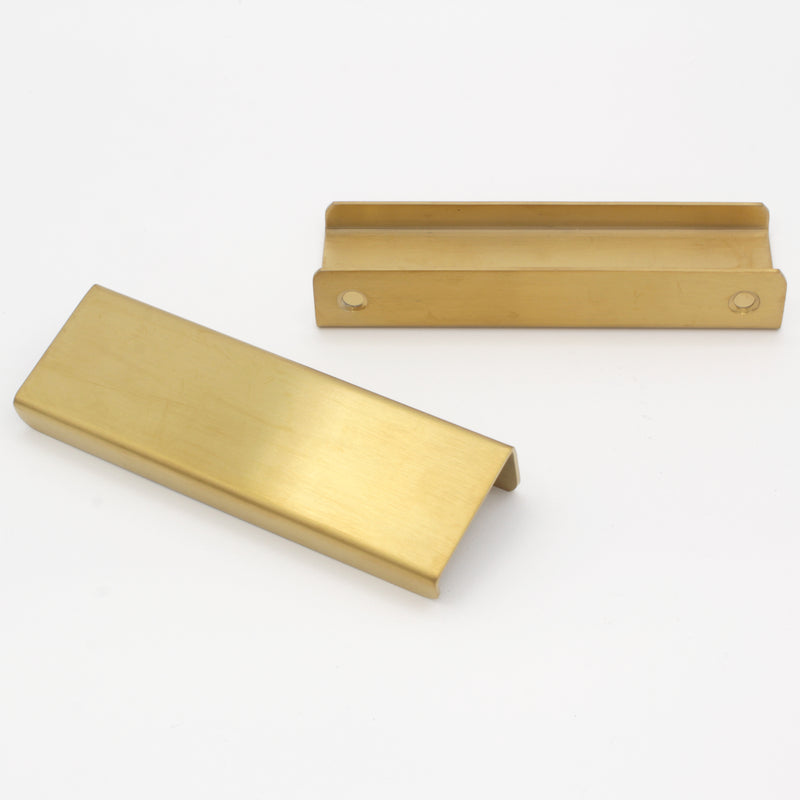 Pull SS161 Modern Industrial Flat Finger Edge Pull, Brushed Gold