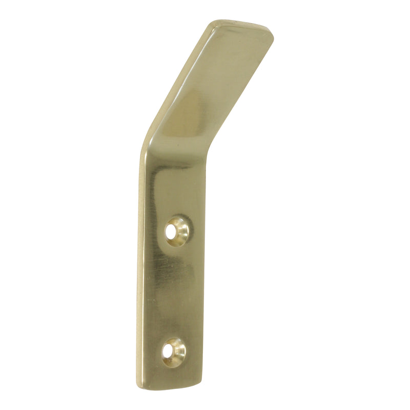Angled Hook BR2401 Decorative, flat-bar Wall Hook, Polished Brass