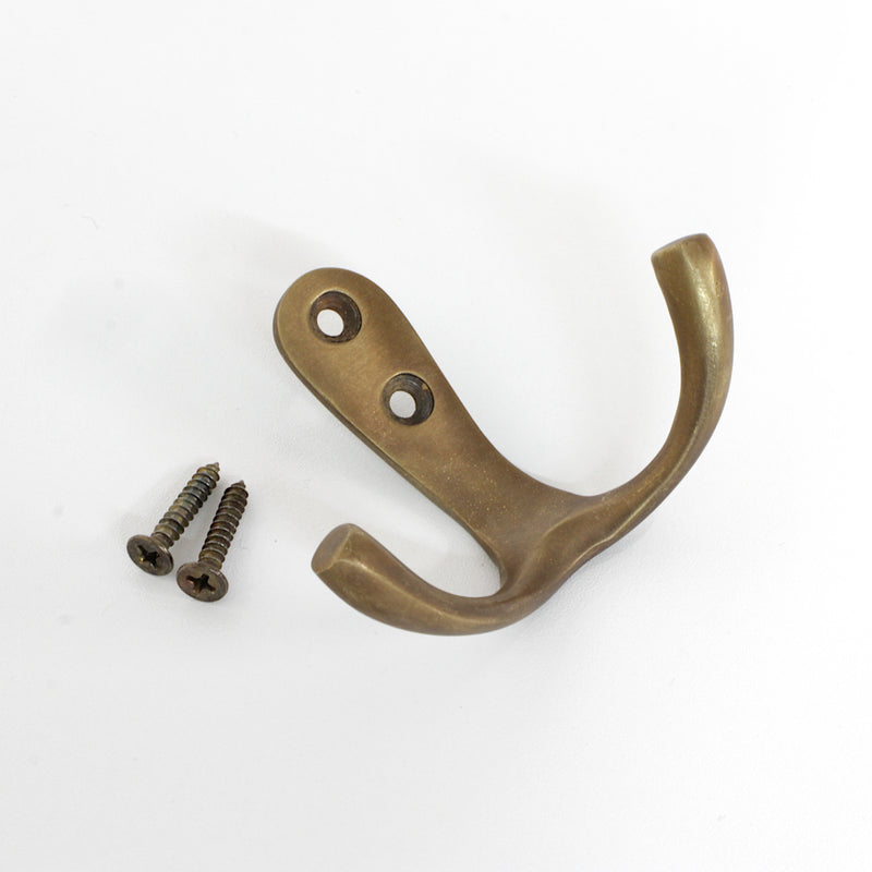 Duo Hook BR2560 Decorative Wall Hook, Antique Brass