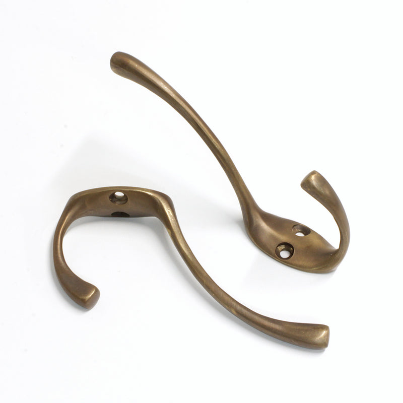 Brass Double Arm Wall Hook RCH Supply Company Color: Antique Brass