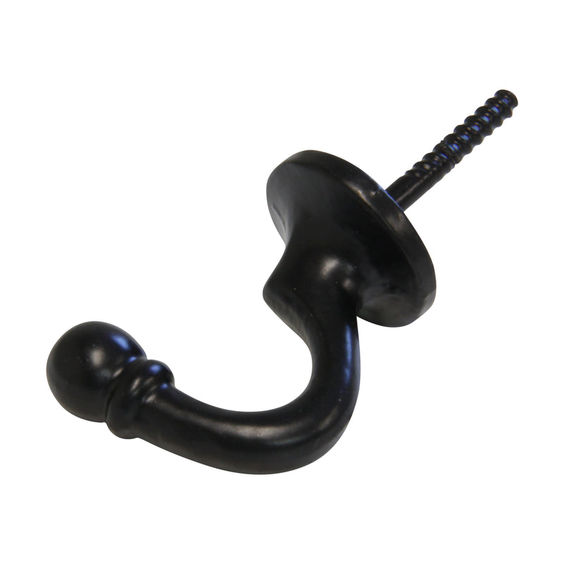 Curve Hook IR8389 Decorative, screw-in Wall Hook, Black