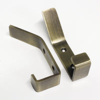 Double Hook IR8402 Decorative, flat-bar Wall Hook, Antique Brass