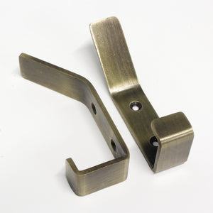 Double Hook IR8402 Decorative, flat-bar Wall Hook, Antique Brass