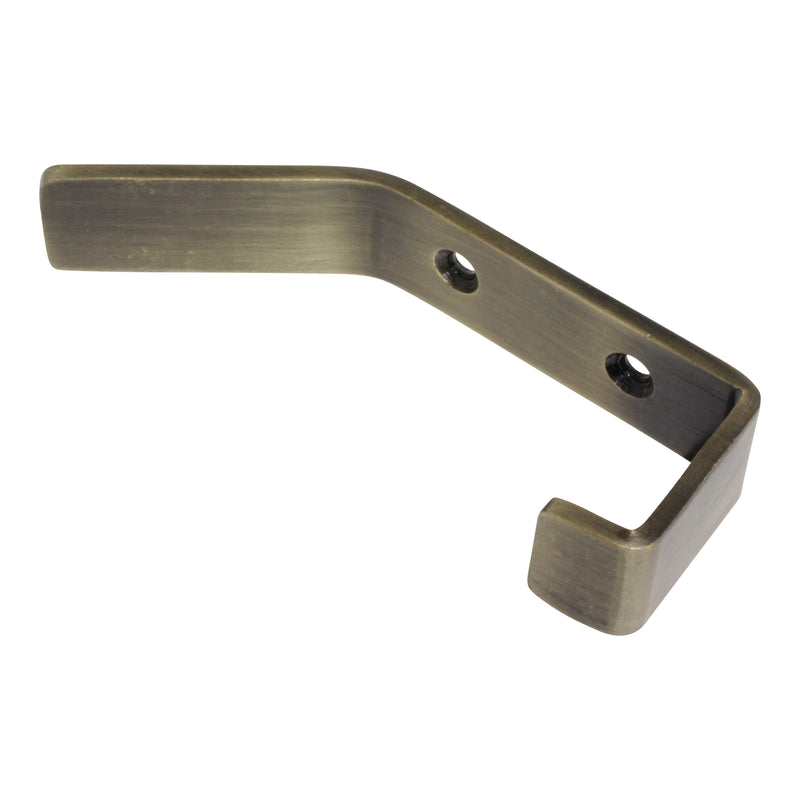 Double Hook IR8402 Decorative, flat-bar Wall Hook, Antique Brass