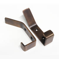 Double Hook IR8402 Decorative, flat-bar Wall Hook, Antique Brass