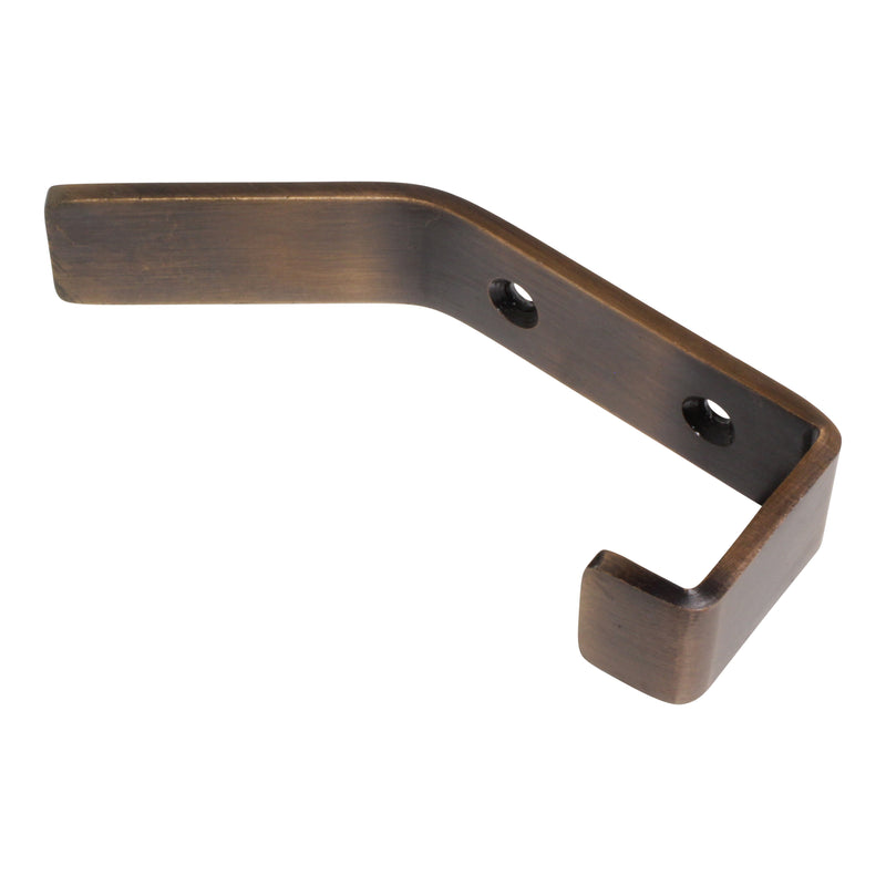 Double Hook IR8402 Decorative, flat-bar Wall Hook, Antique Brass