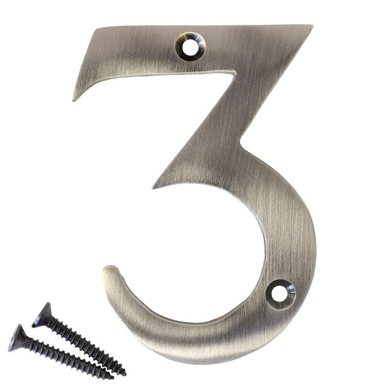 Number BR2270 Modern, Serif House Number, Antique Nickel