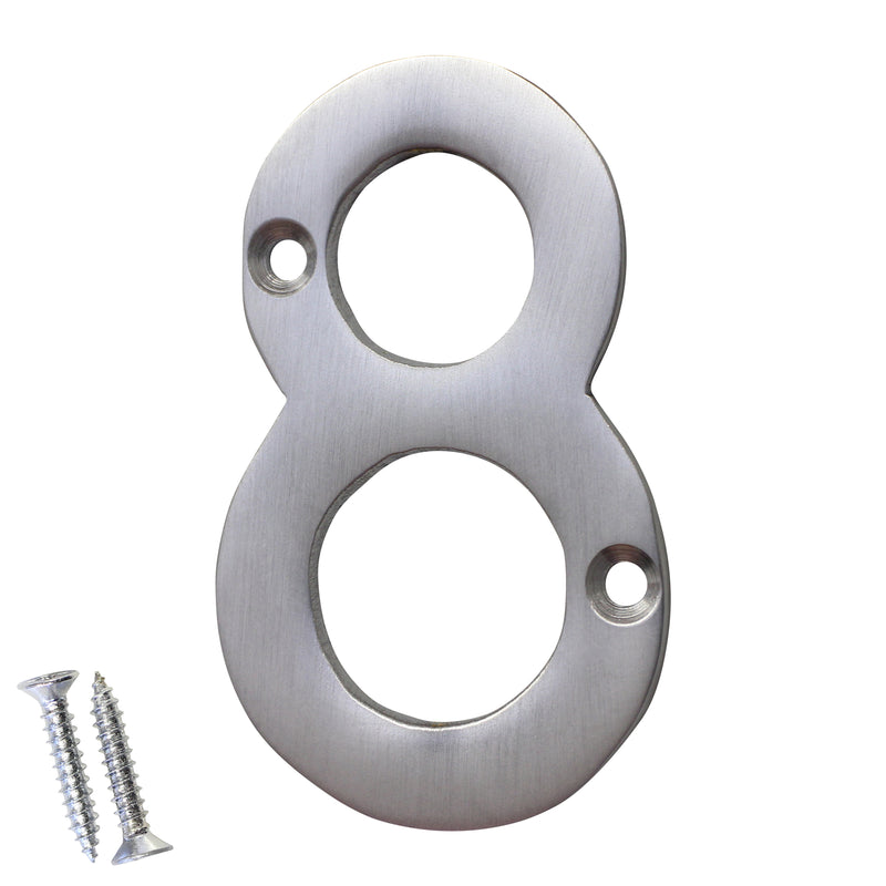 Number BR2270 Modern, Serif House Number, Brushed Chrome