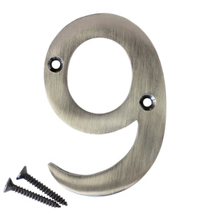 Number BR2270 Modern, Serif House Number, Antique Nickel