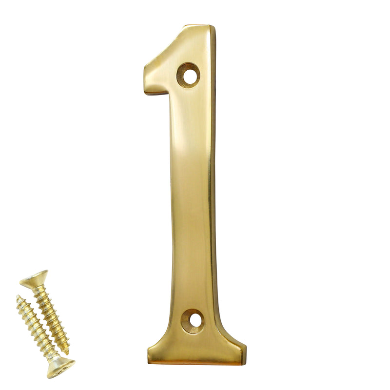 Number BR2271 Modern, Serif House Number, Polished Brass