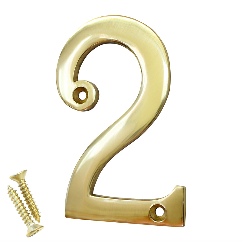 Number BR2271 Modern, Serif House Number, Polished Brass