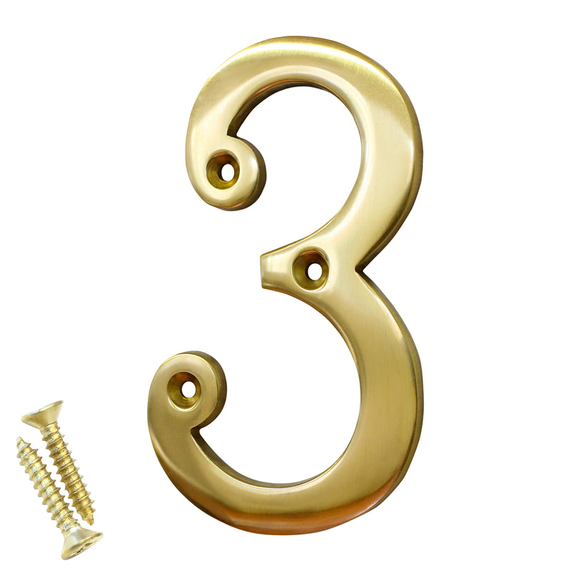 Number BR2271 Modern, Serif House Number, Polished Brass