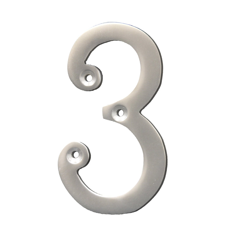 Number BR2271 Modern, Serif House Number, Satin Chrome