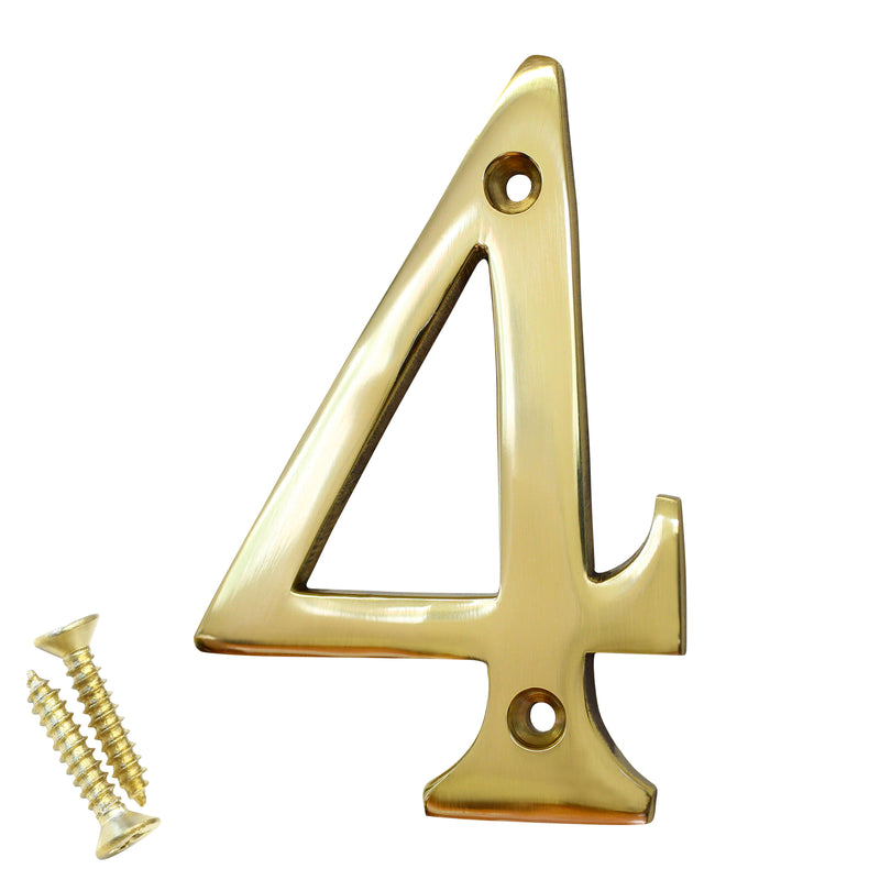 Number BR2271 Modern, Serif House Number, Polished Brass
