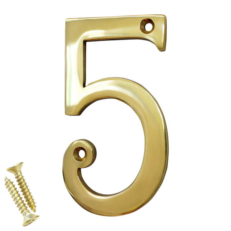 Number BR2271 Modern, Serif House Number, Polished Brass
