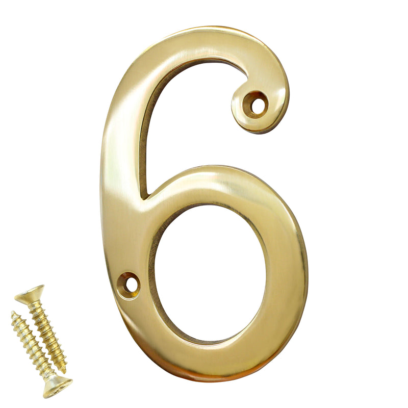 Number BR2271 Modern, Serif House Number, Polished Brass