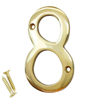 Number BR2271 Modern, Serif House Number, Polished Brass