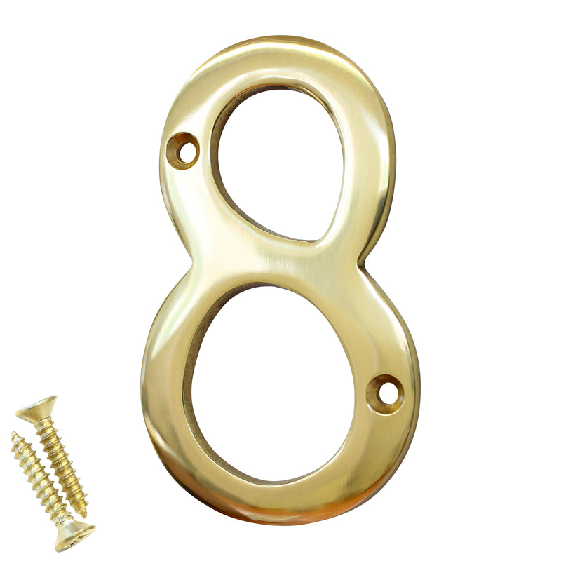 Number BR2271 Modern, Serif House Number, Polished Brass