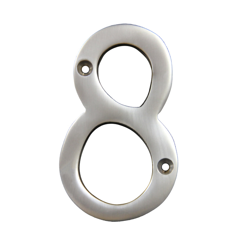 Number BR2271 Modern, Serif House Number, Satin Chrome