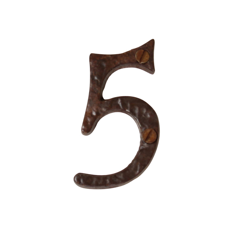 Number IR830 Vintage, Serif, Textured House Number, Rust