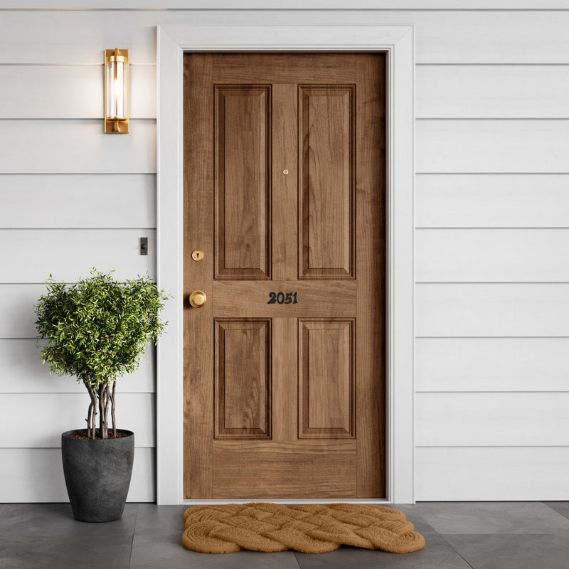 Number IR830 Vintage, Serif, Textured House Number, Black