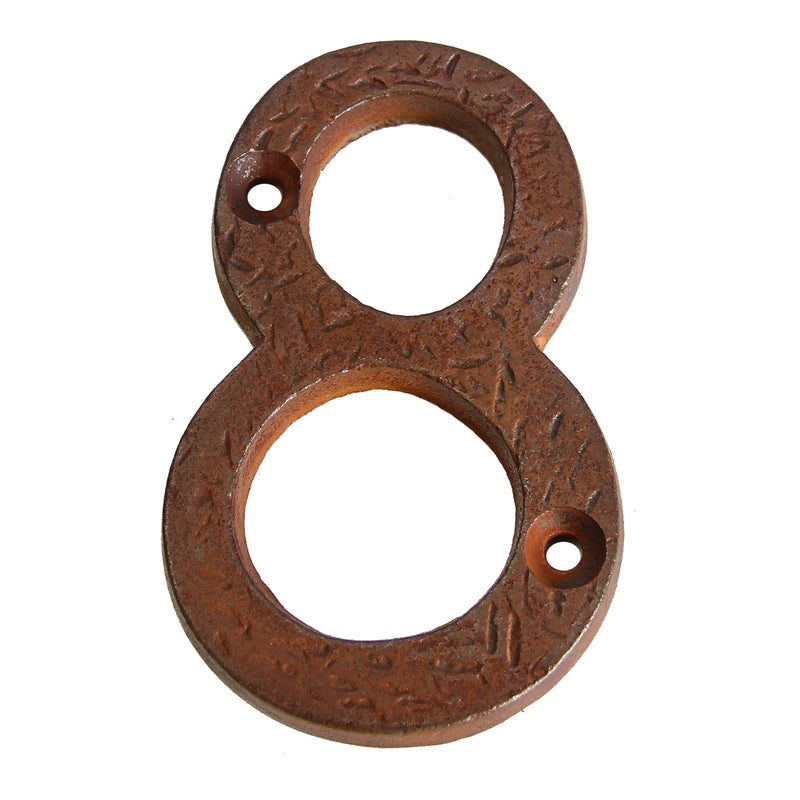 Number IR832 Rustic, Serif House Number, Rust