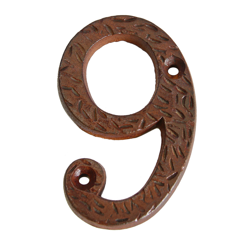 Number IR832 Rustic, Serif House Number, Rust